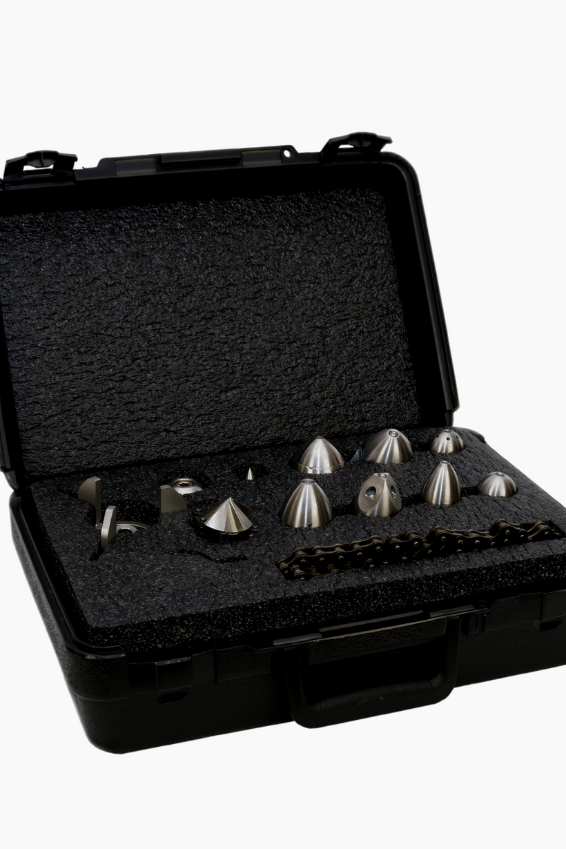 1/2" Sewer Jetter Nozzle Kit — 13-Piece Complete Drain Cleaning Set