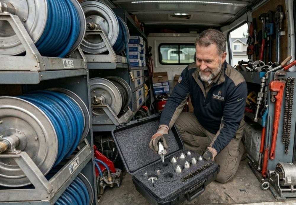 Professional plumber jetting