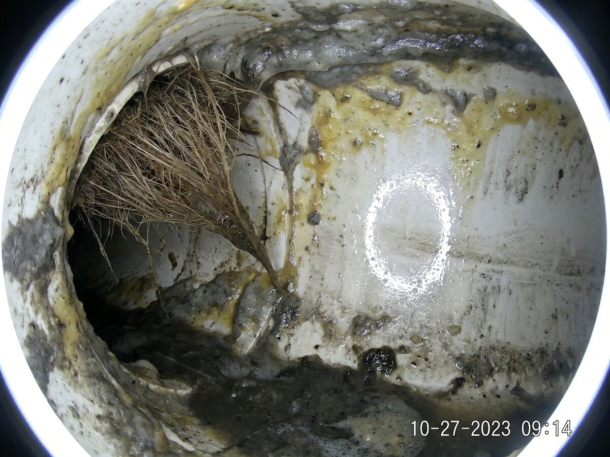 Clogged pipe before jetting